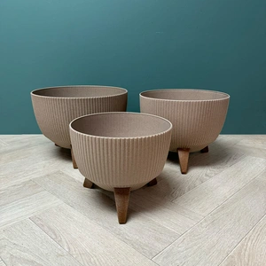 Doppio Bowl Stand Taupe (Pot Size H15xD24cm) - image 1