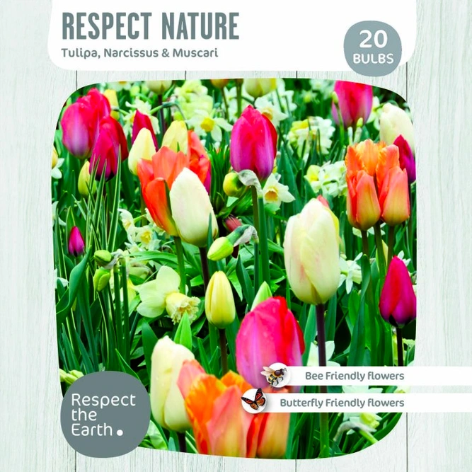 Flower Bulbs - Respect Nature - Tulip Narcissus Muscari (20 Bulbs) Combi Pack