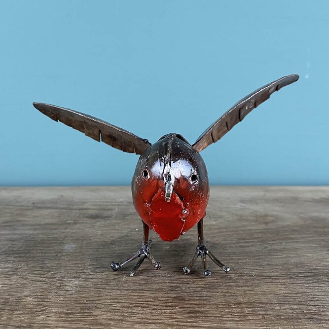Flying Robin Red Breast Multicoloured Sculpture L14cm x W15cm x H11cm - image 1