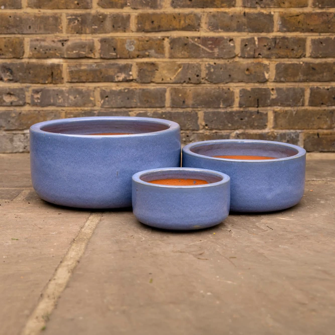 Glazed Antique Grey Bowl Terracotta Planter (D38cm x H20cm) Outdoor Plant Pot - image 1