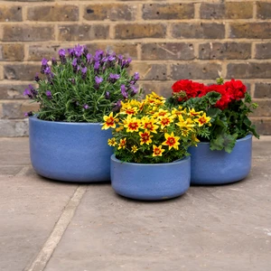 Glazed Antique Grey Bowl Terracotta Planter (D38cm x H20cm) Outdoor Plant Pot - image 2