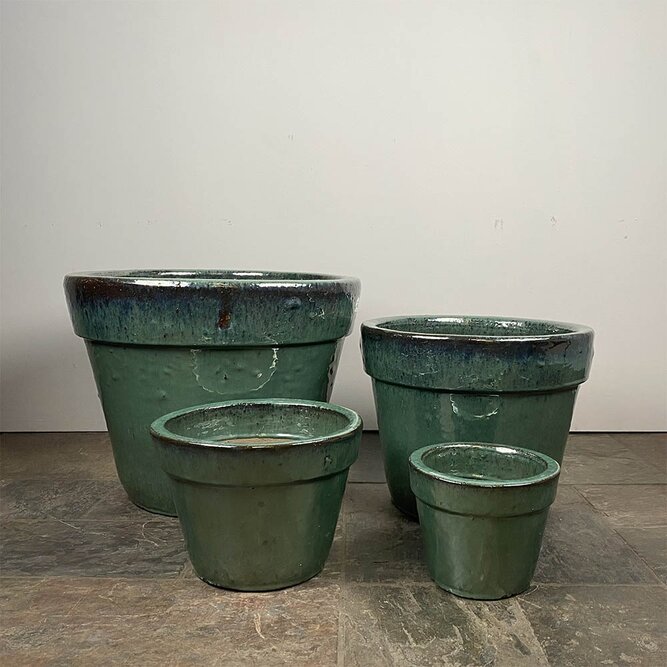Glazed Aqua Basic Terracotta Planter (Size D18cm x H16cm) - Outdoor Plant Pot - image 2