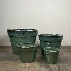 Glazed Basic Aqua Terracotta Planter (D30cm x H25cm) - Outdoor Plant Pot - image 3
