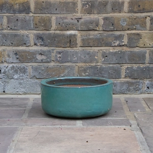 Glazed Aqua Bowl Terracotta Planter (D30cm x H14cm) Outdoor Plant Pot - image 2
