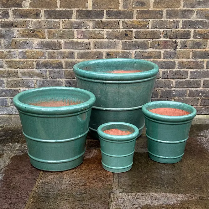 Glazed Aqua Green Conical (D60xH52cm) Handmade Terracotta Planter Outdoor Plant Pot - image 1