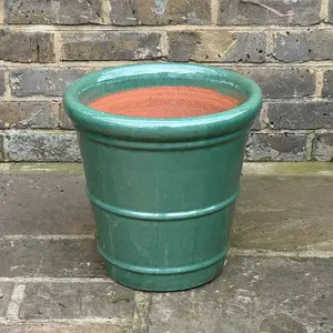 Glazed Aqua Green Conical (D35xH36cm) Handmade Terracotta Planter Outdoor Plant Pot - image 3