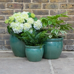 Glazed Aqua Green Delta Rim (D38cmx31cm) Handmade Terracotta Planter Outdoor Plant Pot - image 5