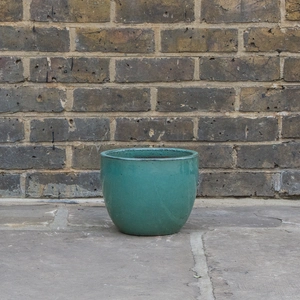 Glazed Aqua Green Egg Pot (D24cm x H19cm) Handmade Terracotta Planter Outdoor Plant Pot - image 2