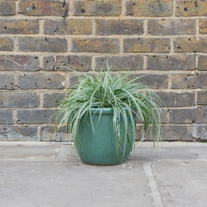 Glazed Aqua Green Rim HP001 (D30cm x H25cm) Handmade Terracotta Planter Outdoor Plant Pot - image 3