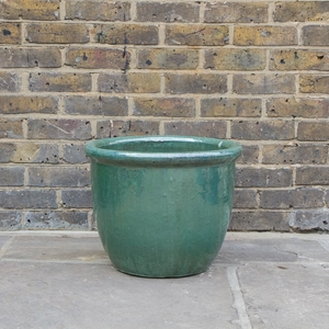Glazed Aqua Green Rim HP001 (D50cm x H39cm) Handmade Terracotta Planter  Outdoor Plant Pot - image 2