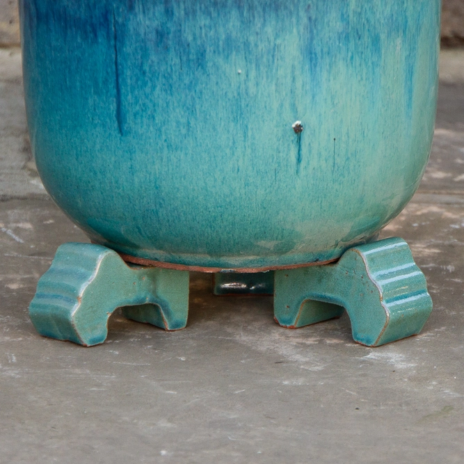 Glazed Aqua Green (Set of 3) Handmade Terracotta Plant Pot Feet  - image 4