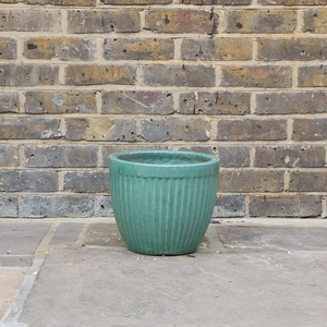 Glazed Aqua Melon Egg Pot Terracotta Planter (D30cm x H25cm) Outdoor Plant Pot - image 2