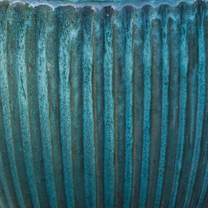 Glazed Aqua Portly Egg Rib (D20cm x H18cm) Handmade Terracotta Planter Outdoor Plant Pot - image 3