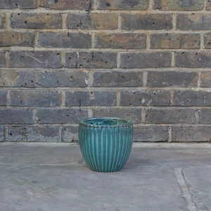 Glazed Aqua Portly Egg Rib (D20cm x H18cm) Handmade Terracotta Planter Outdoor Plant Pot - image 2