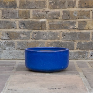 Glazed Blue Bowl (D31cm x H15cm) Terracotta Planter Outdoor Plant Pot - image 2