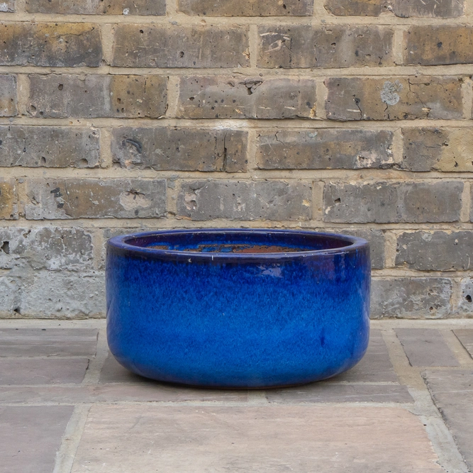 Glazed Blue Bowl (D38cm x H20cm) Terracotta Planter Outdoor Plant Pot - image 2