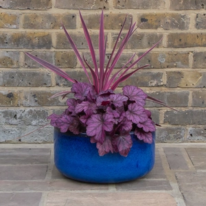 Glazed Blue Bowl (D38cm x H20cm) Terracotta Planter Outdoor Plant Pot - image 3