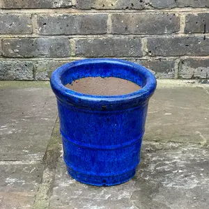 Glazed Blue Conical Ring (D27xH27cm) Terracotta Planter Outdoor Plant Pot - image 3