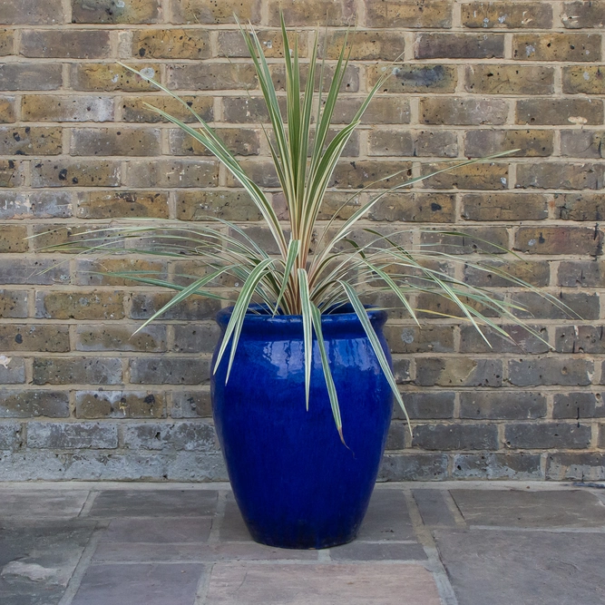 Glazed Blue Delta Stretched (D38cm x H50cm) Terracotta Planter Outdoor Plant Pot - image 2