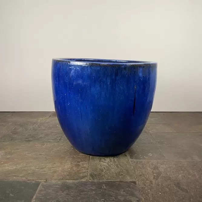 Glazed Blue Egg Pot Terracotta Planter (D30cm x H26cm) Outdoor Plant Pot - image 6