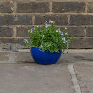 Glazed Blue Fishbone Portly Bowl (D18cm x H10cm) Handmade Terracotta Planter Outdoor Plant Pot - image 3
