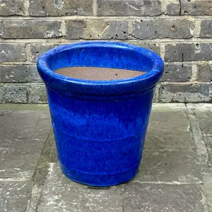 Glazed Blue Conical Ring  (D34xH34cm) Handmade Terracotta Planter Outdoor Plant Pot - image 3