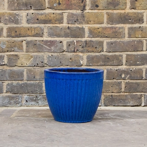 Glazed Blue Melon Egg Pot (D30cm x H25cm) Handmade Terracotta Planter Outdoor Plant Pot - image 2