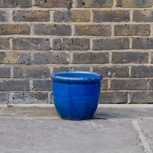 Glazed Blue Rim HP001 (Pot Size D30cm x H25cm) Terracotta Planter Outdoor Plant Pot - image 2