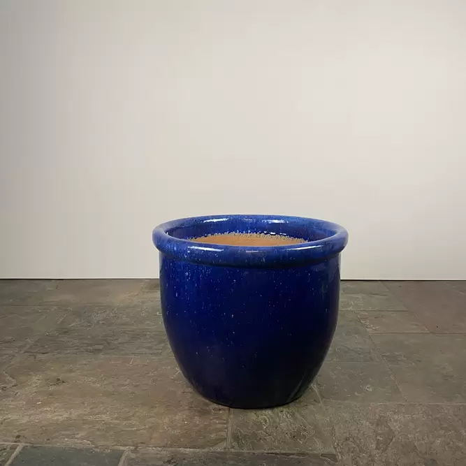 Glazed Blue Terracotta Planter HP001 (Pot Size D30cm x H25cm) Outdoor Plant Pot - image 1