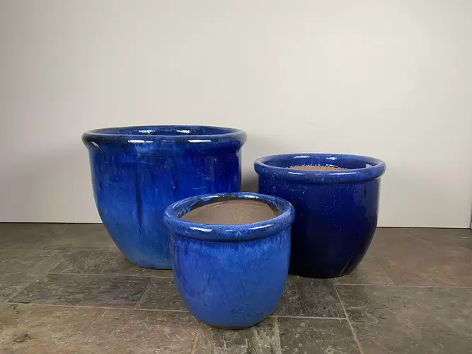 Glazed Blue Terracotta Planter HP001 (Pot Size D30cm x H25cm) Outdoor Plant Pot - image 4