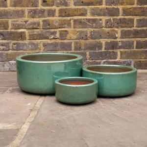 Glazed Celadon Bowl Terracotta Planter (D21cm x H10cm) Outdoor Plant Pot