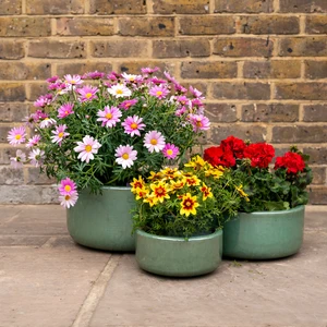 Glazed Celadon Bowl Terracotta Planter (D30cm x H14cm) Outdoor Plant Pot - image 3