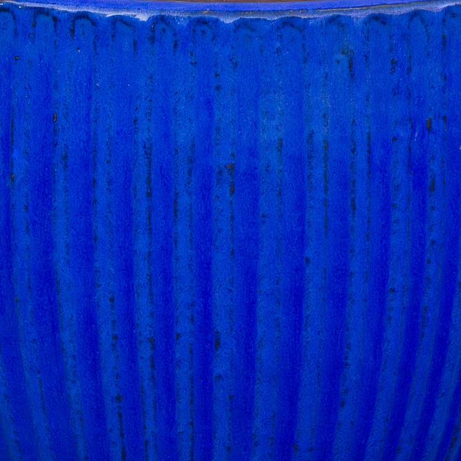 Glazed Portly Egg Rib Blue (D37cm x H34cm) Handmade Terracotta Planter Outdoor Plant Pot - image 3