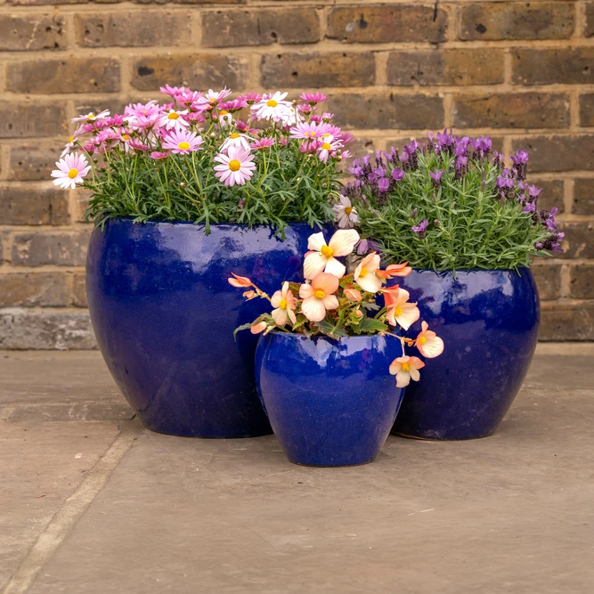 Glazed Terracotta Blue Planter (D20cmx18cm) Handmade Outdoor Plant Pot - image 2