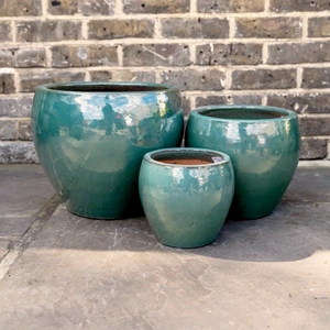 Glazed Celadon Green (D20cmx18cm) Handmade Outdoor Planter Pot