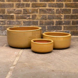 Glazed Terracotta Bowl Honey Planter (D30cm x H14cm) Handmade Outdoor Plant Pot - image 1