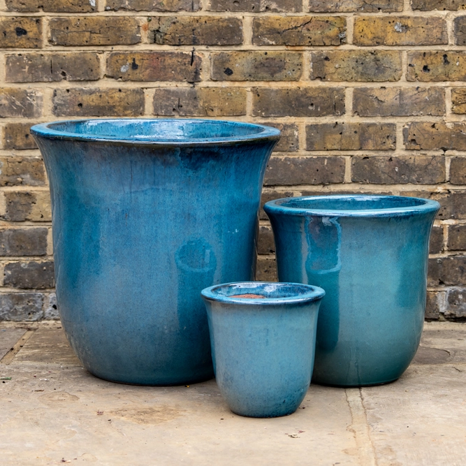 Glazed Terracotta Campana Mediterranean Planter (Pot Size D23cm x H23cm) Handmade Outdoor Plant Pot - image 1