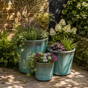 Glazed Terracotta Concord Antique Jade Planter (Pot Size D27cm x H24cm) Handmade Outdoor Plant Pot - image 2