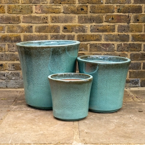 Glazed Terracotta Concord Antique Jade Planter - Handmade Outdoor Plant Pot