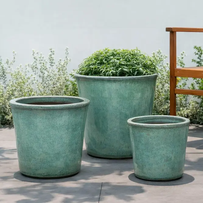 Glazed Terracotta Concord Mediterranean Planter (Pot Size D27cm x H24cm) Handmade Outdoor Plant Pot