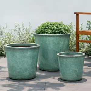 Glazed Terracotta Concord Mediterranean Planter - Handmade Outdoor Plant Pot