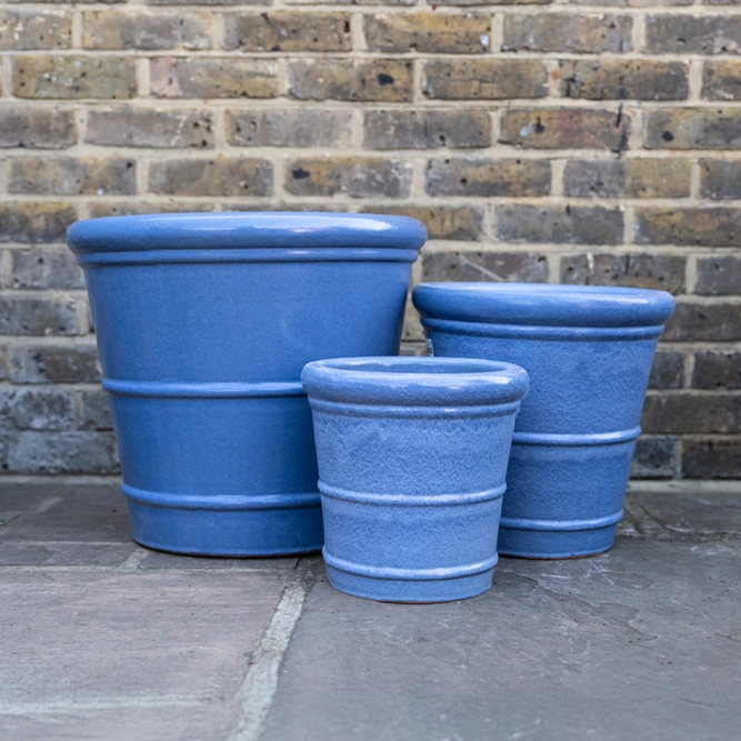 Glazed Terracotta Conical Ring Antique Grey Planter (D34xH34cm) Handmade Outdoor Plant Pot - image 1