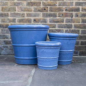 Glazed Terracotta Conical Ring Antique Grey Planter (D34xH34cm) Handmade Outdoor Plant Pot - image 1