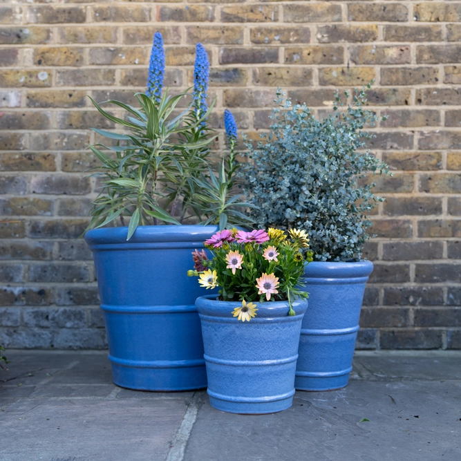 Glazed Terracotta Conical Ring Antique Grey Planter (D34xH34cm) Handmade Outdoor Plant Pot - image 2