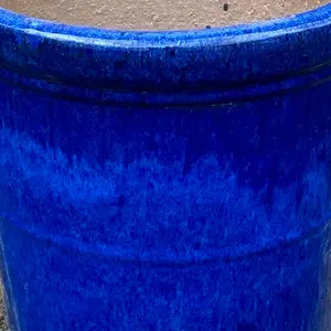 Glazed Terracotta Conical Ring Blue Planter (D34xH34cm) Handmade Outdoor Plant Pot - image 3