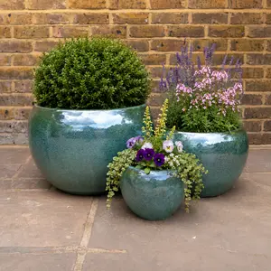 Glazed Terracotta Coronado Antique Jade Planter (Pot Size D44cm x H32cm) Handmade Outdoor Plant Pot - image 2