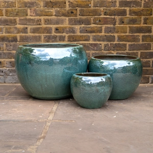 Glazed Terracotta Coronado Antique Jade Planter (Pot Size D44cm x H32cm) Handmade Outdoor Plant Pot - image 1