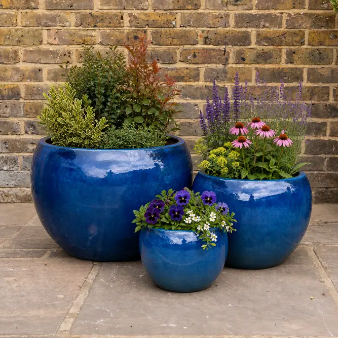 Glazed Terracotta Coronado Mediterranean Planter (Pot Size D44cm x H32cm) Handmade Outdoor Plant Pot - image 2