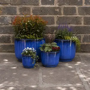 Glazed Terracotta Cylinder Mediterranean Planter (D29cm x H26cm) Handmade Outdoor Plant Pot - image 3