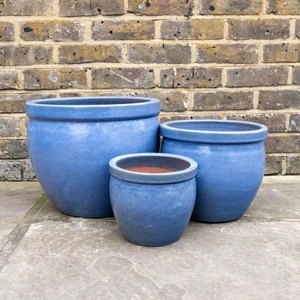 Glazed Terracotta Antique Grey Delta Rim (D28cmx24cm) Handmade Outdoor Plant Pot - image 1